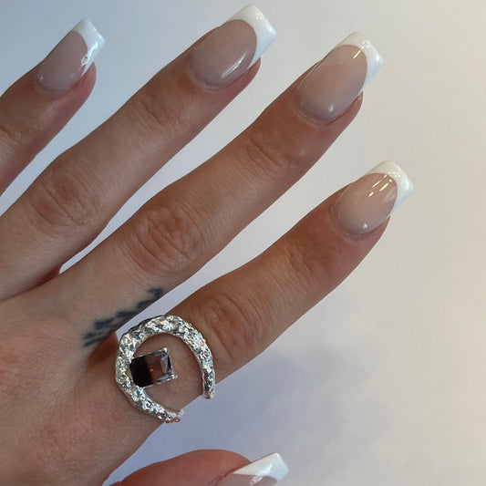 Maeve textured lava ring silver