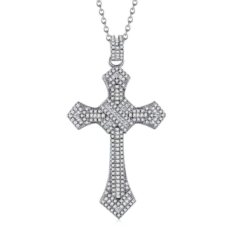 Diamond drop cross necklace