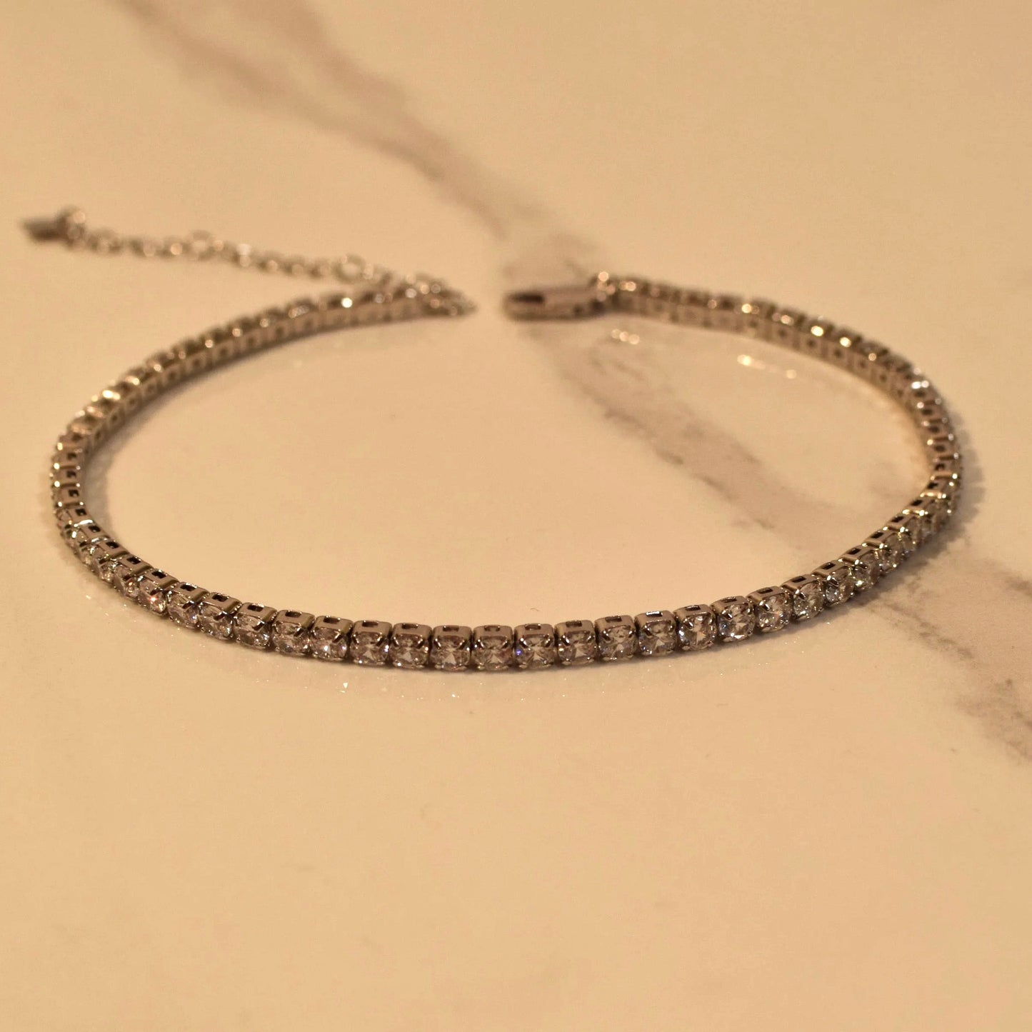 Tennis chain anklet silver