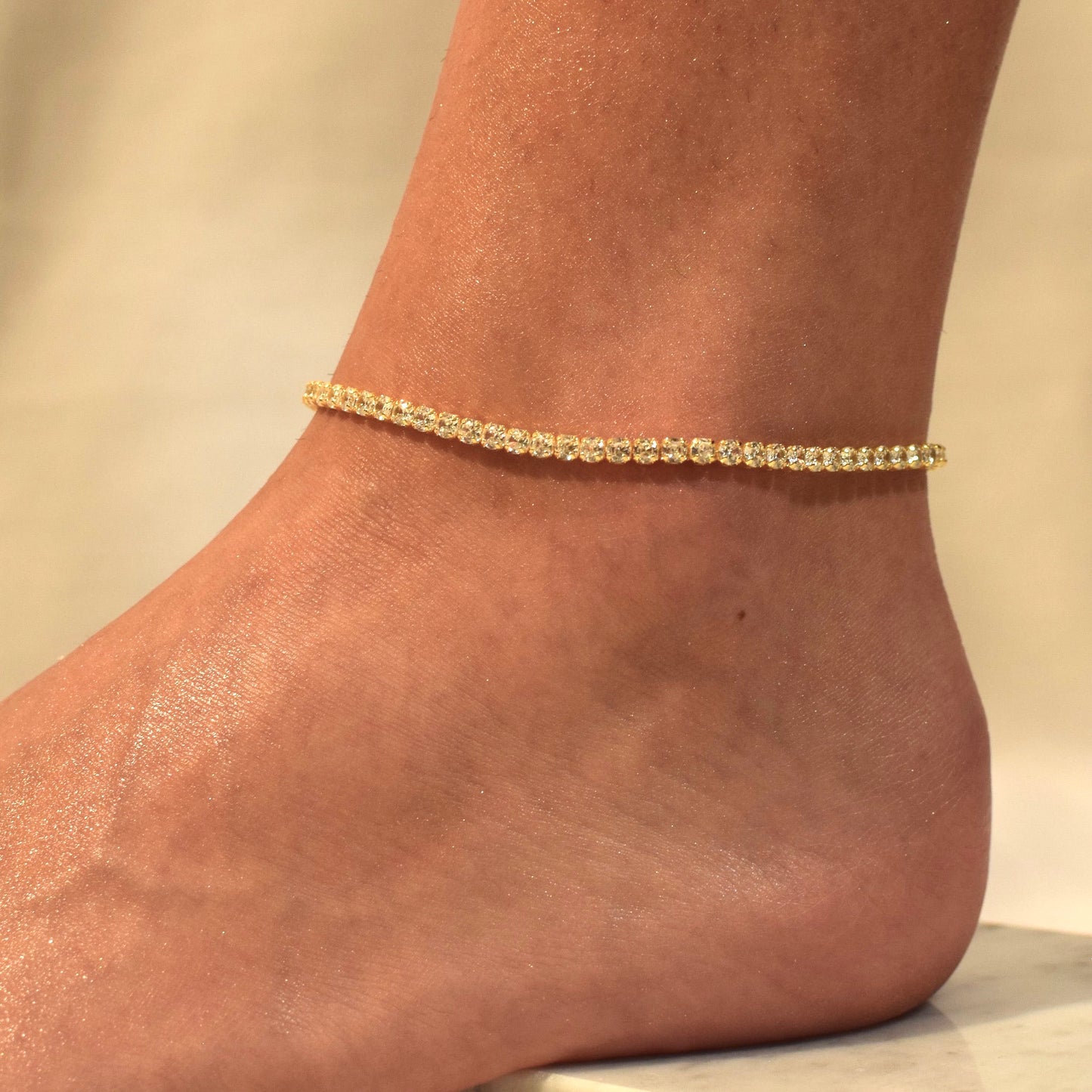 Tennis chain anklet gold