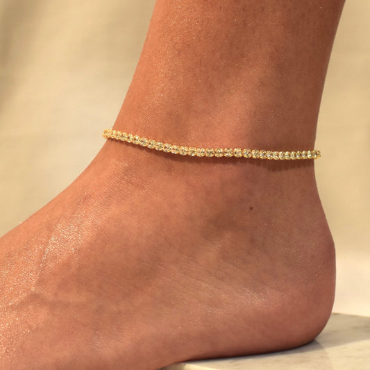 Tennis chain anklet gold