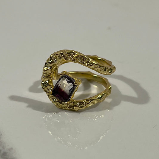 Maeve textured lava ring gold