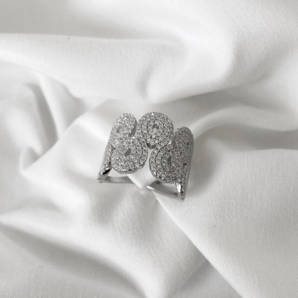 Alessandra pavé swirl ring silver