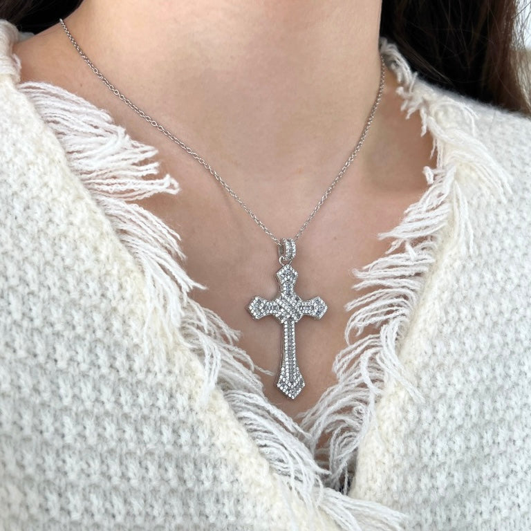 Gothic cross necklace silver