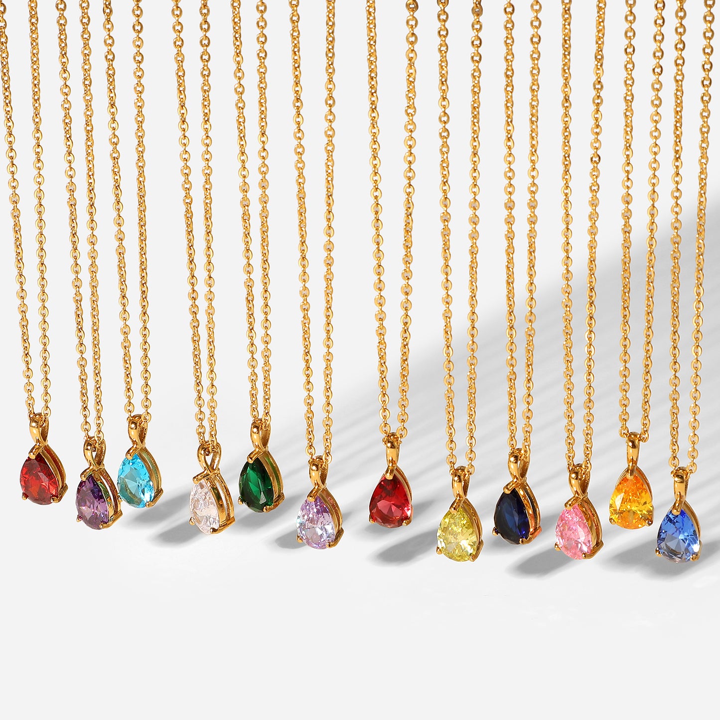 Birthstone drop pendant necklace