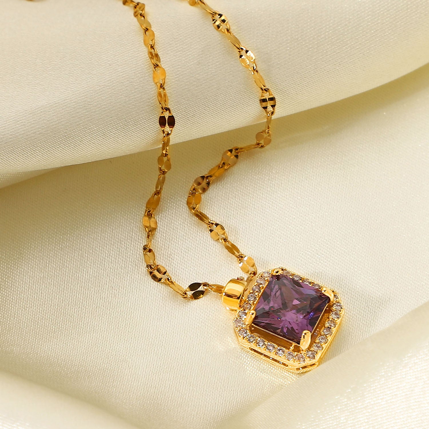 Cute Amethyst Crystal Gold Necklace-fb – JewelryByTm