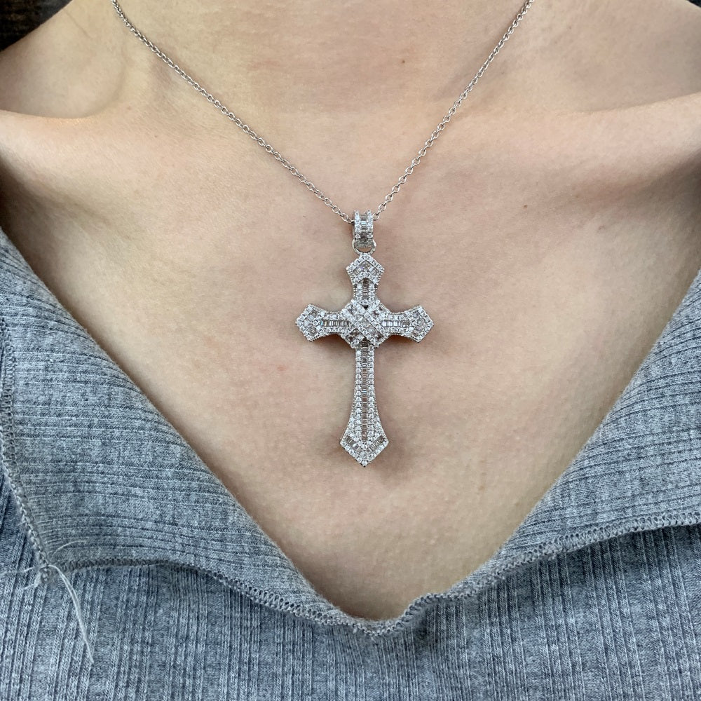 Gothic cross necklace silver